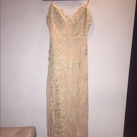 anastasia gold lace formal dress